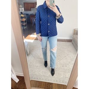 Burberry Classic Blue Quilted Riding Jacket Size Large
